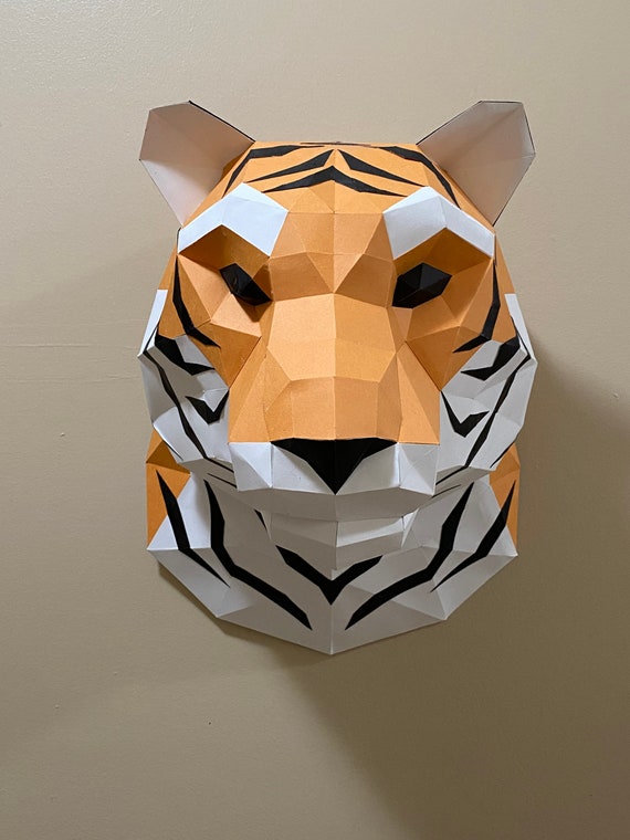 TIGER - 3D Poly Papercraft - Tiger Head Wall Mount, - Etsy
