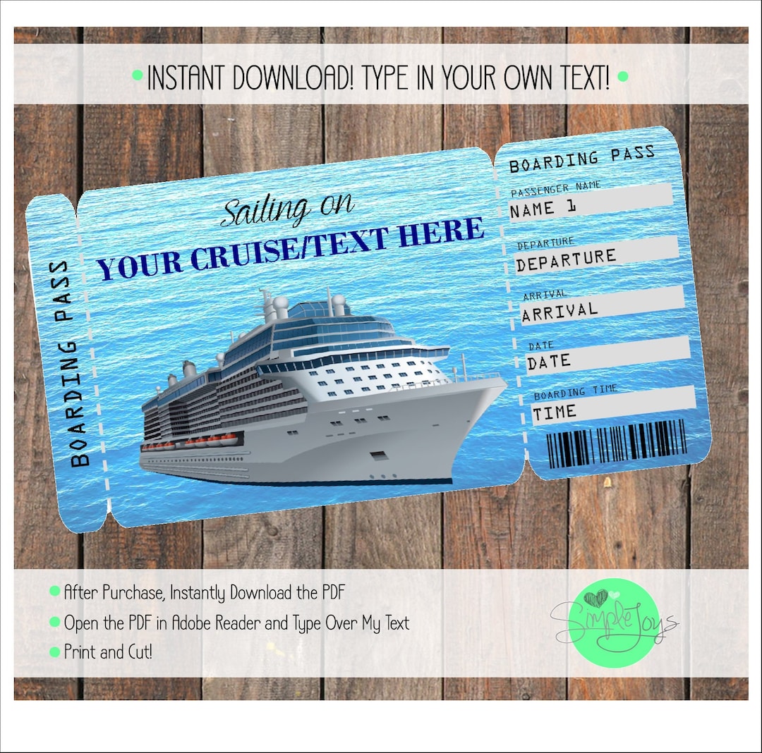 Printable Cruise Surprise Ticket: Customizable Boarding Pass