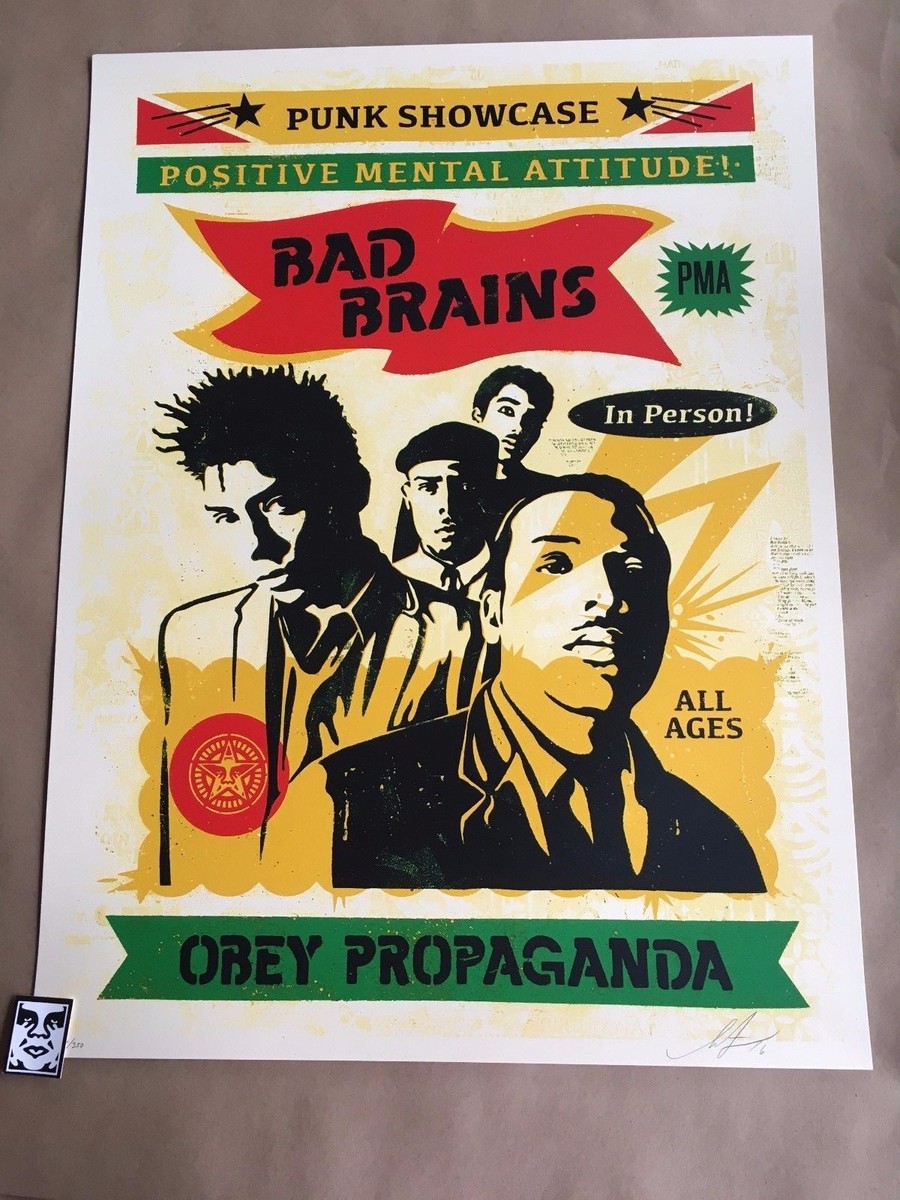 Shepard Fairey OBEY Bad Brains Rasta 4 color screen print Signed