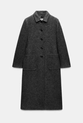 ZARA ZW COLLECTION MANTECO WOOL BLEND COAT GREY FW24/25 SIZES XS