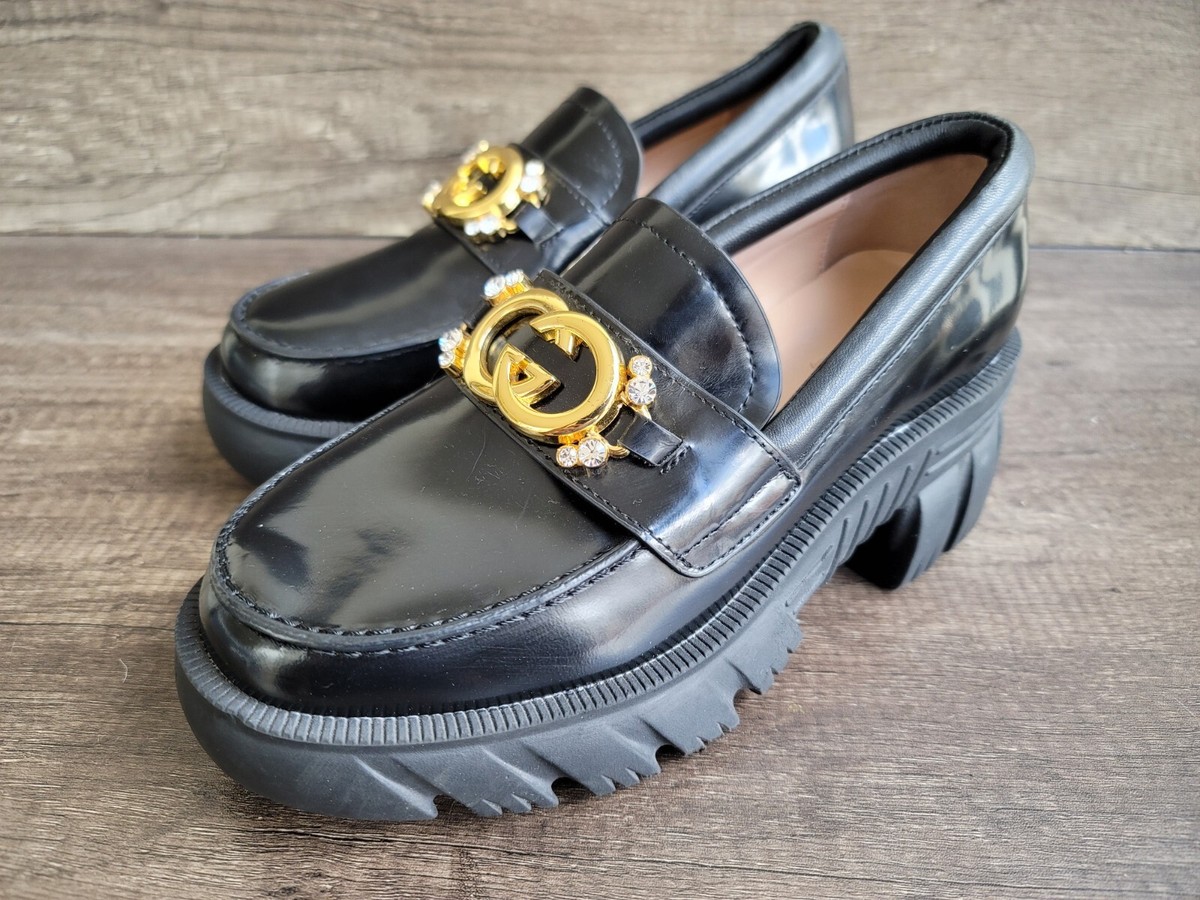 Gucci Women's GG Logo Chunky Heel Loafers Size 36 US 6. | eBay