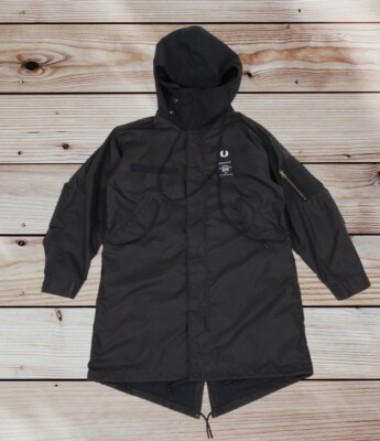 Art Comes First X Fred Perry Black Parka Coat Mod Indie Ska Size