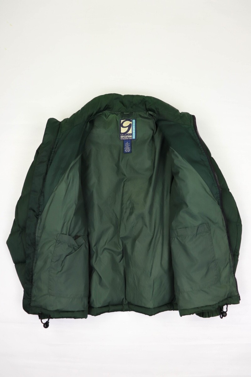 Gap Vintage 90s Green Nylon 3D Panels Quilted Puffer Down Jacket
