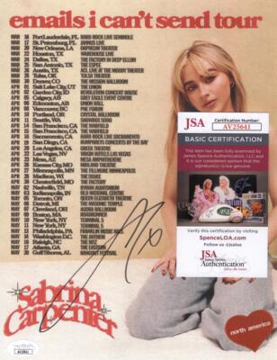 Sabrina Carpenter Signed Autograph 8.5x11 Concert Tour Poster w