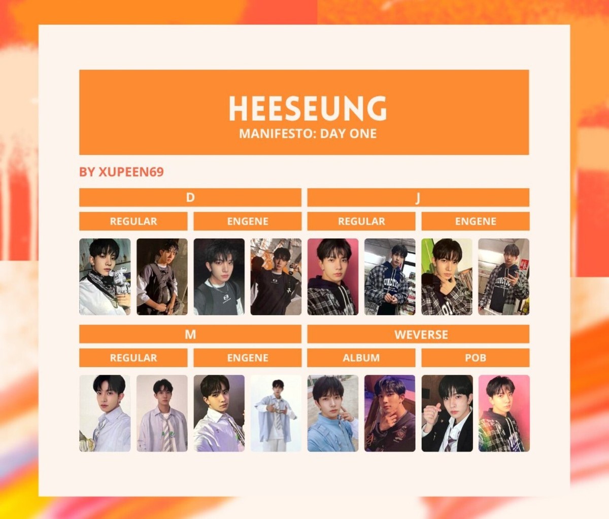 HEESEUNG ENHYPEN MANIFESTO : DAY1 official Photo card D J M