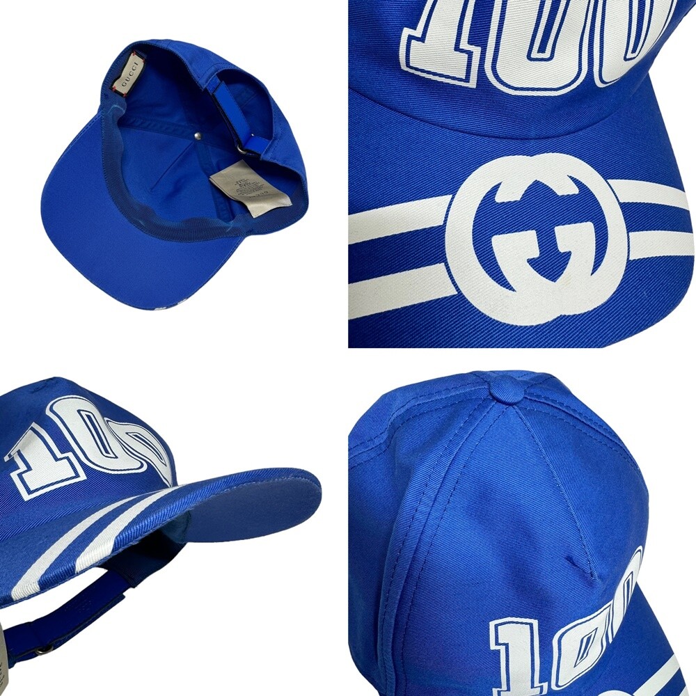 GUCCI 100th Anniversary Limited Baseball Cap Blue & White XL