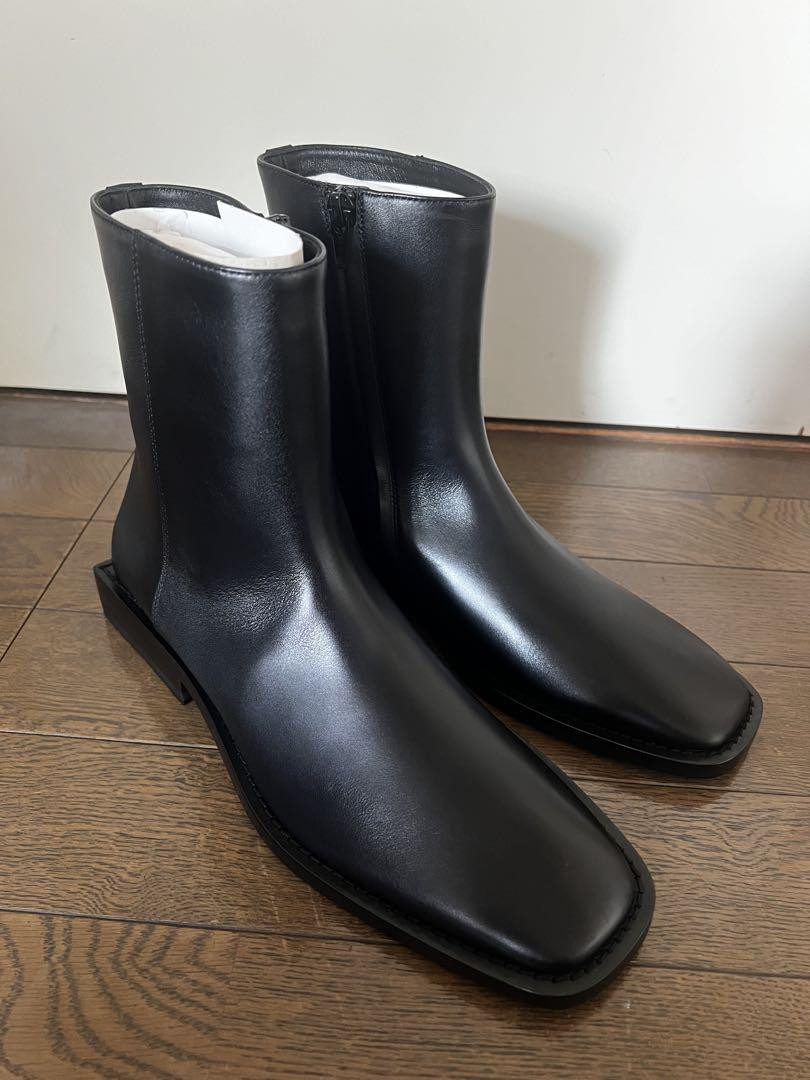 BALENCIAGA Side Zip Boots Black Logo Women's Size 38 From Japan