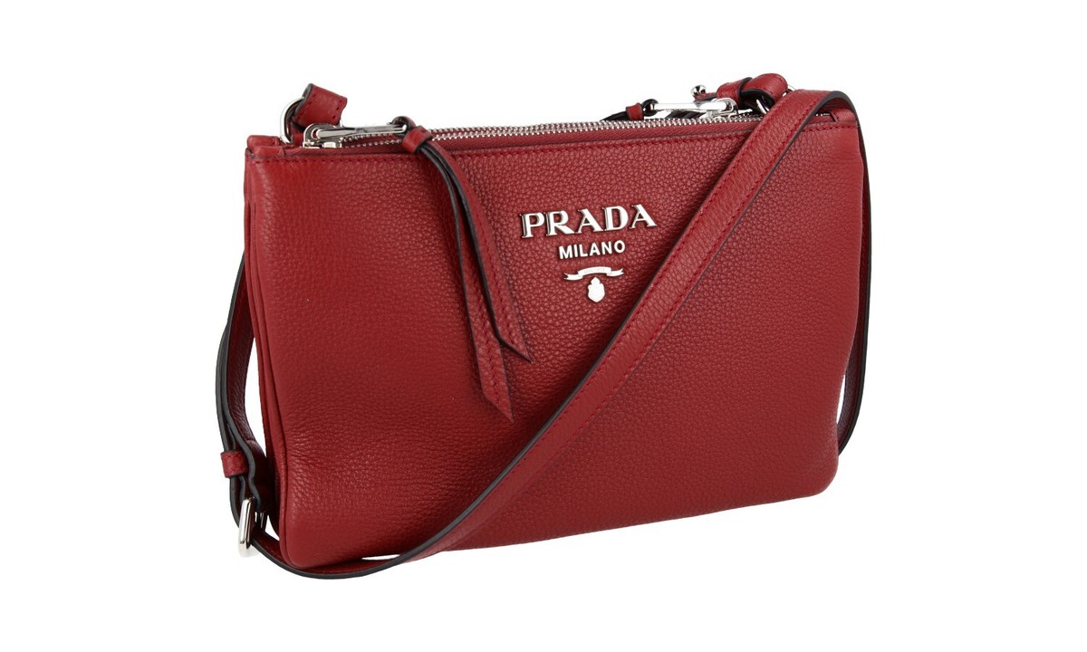 PRADA SHOULDER BAG HANDBAG CROSSBODY RED LEATHER SILVER NEW | eBay