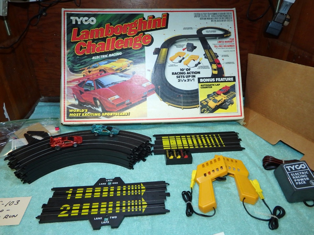 Tyco Lamborghini Challenge Slot Cars Set Chrome cars | eBay