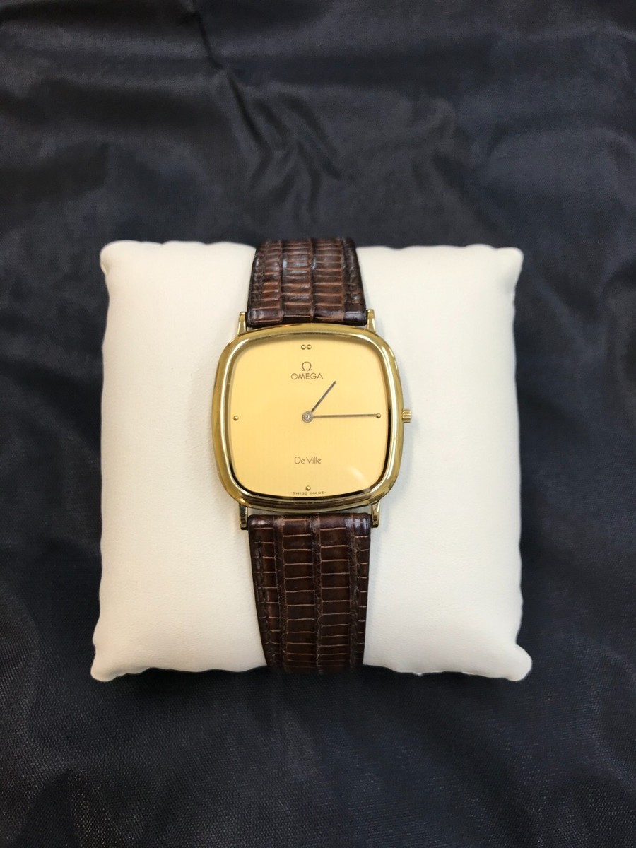 Vintage Omega De Ville 1378 Gold Dial Quartz Ultra Thin Unisex