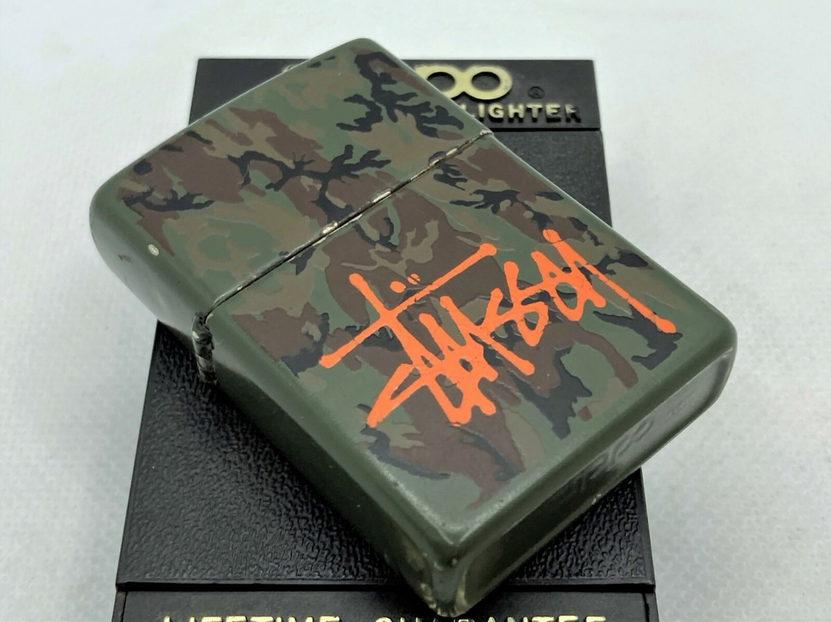 Auth Vintage ZIPPO Limited Model STUSSY Logo Lighter Camouflage