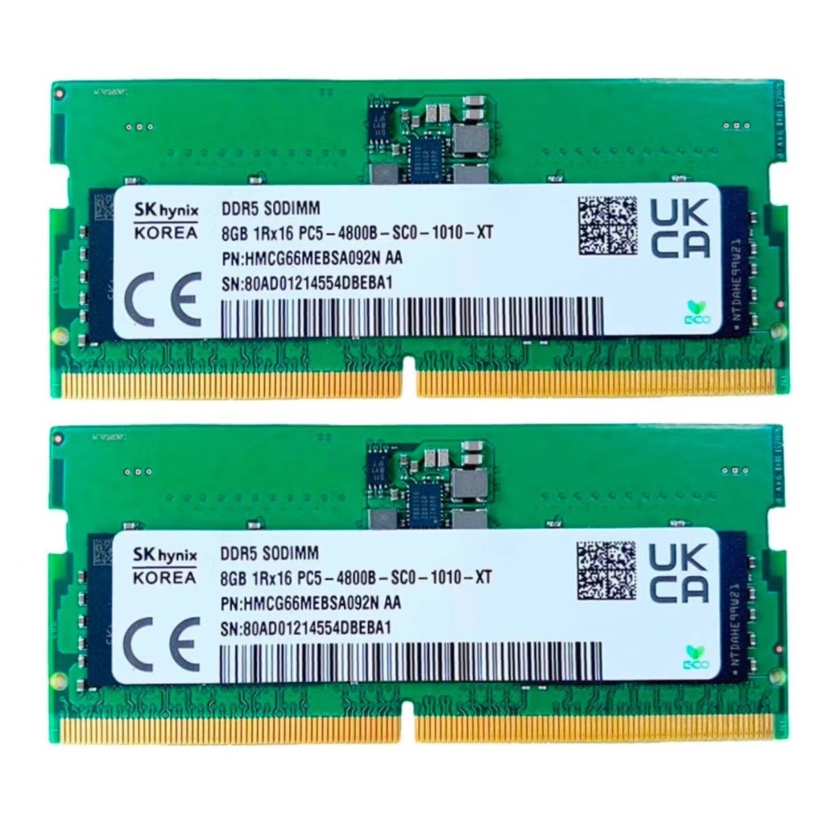 New SK Hynix 16GB (2X 8GB) DDR5 4800MHz PC5-38400 1RX16 Laptop