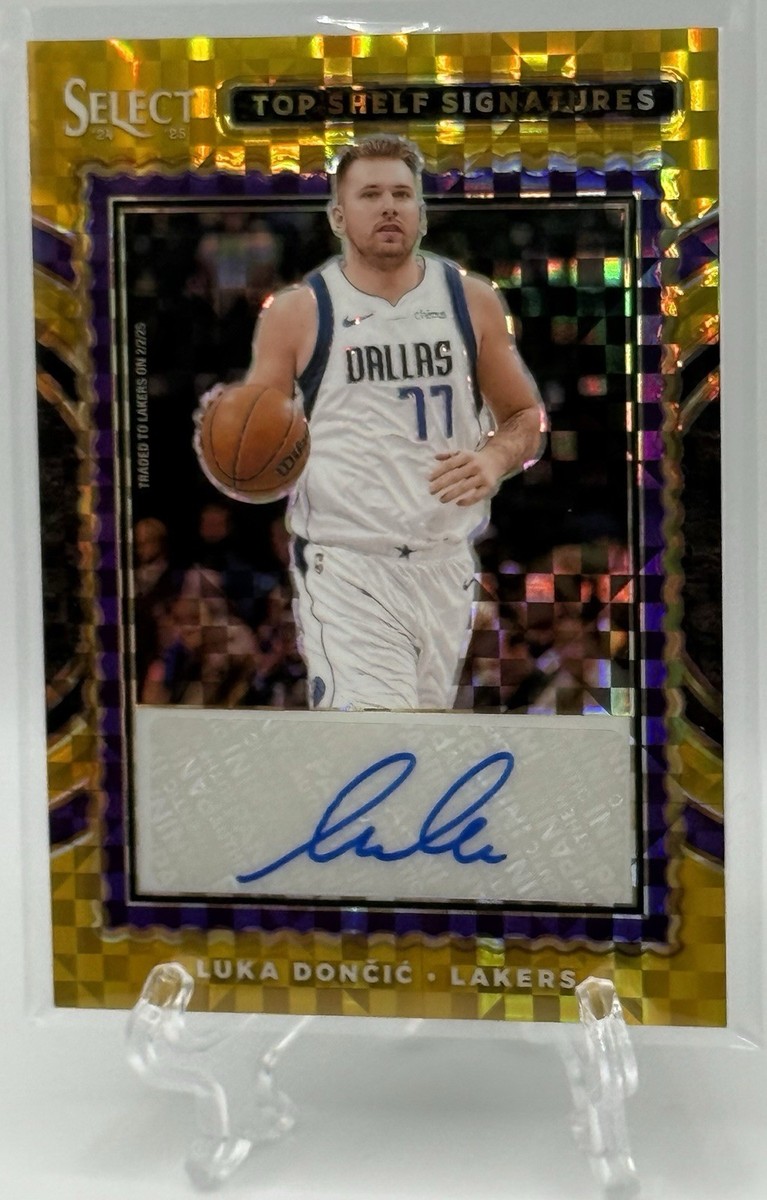 Luka Doncic 2024-25 Panini Select Top Shelf Signatures Gold Prizm