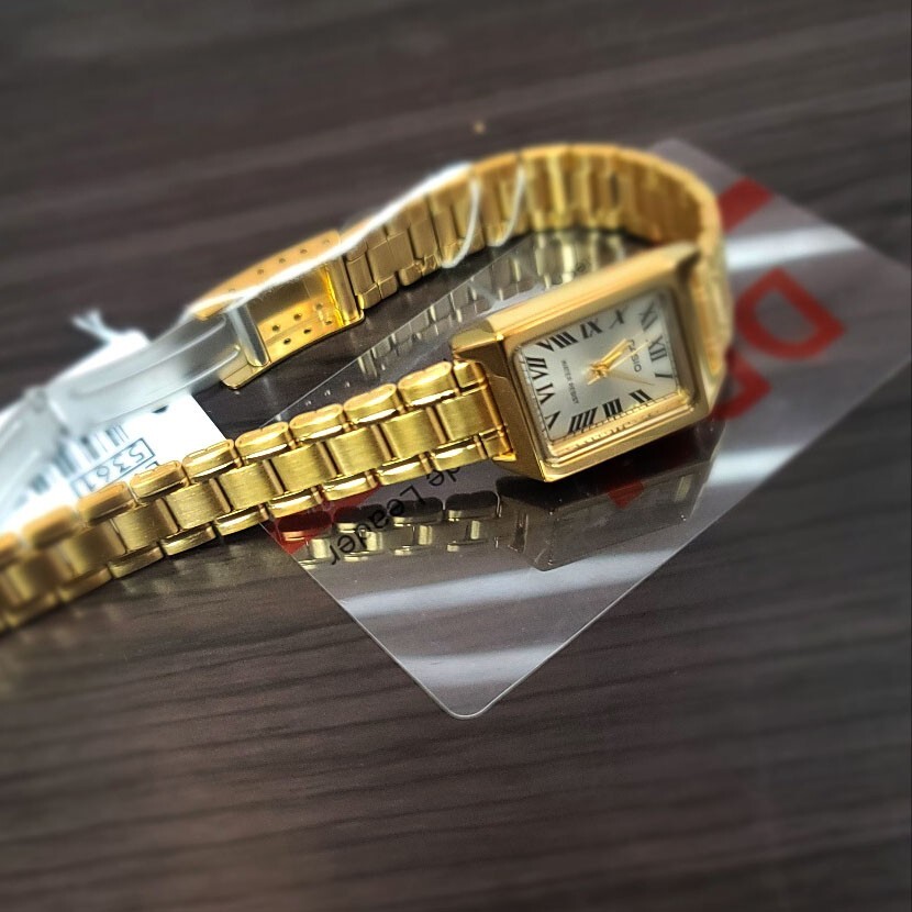 CASIO Woman Metal band Gold Wrist Watch LTP-V007G-9B Original New