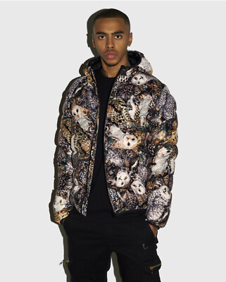 NEW October's Very Own OVO Owl Print Hooded Puffer Jacket MEDIUM