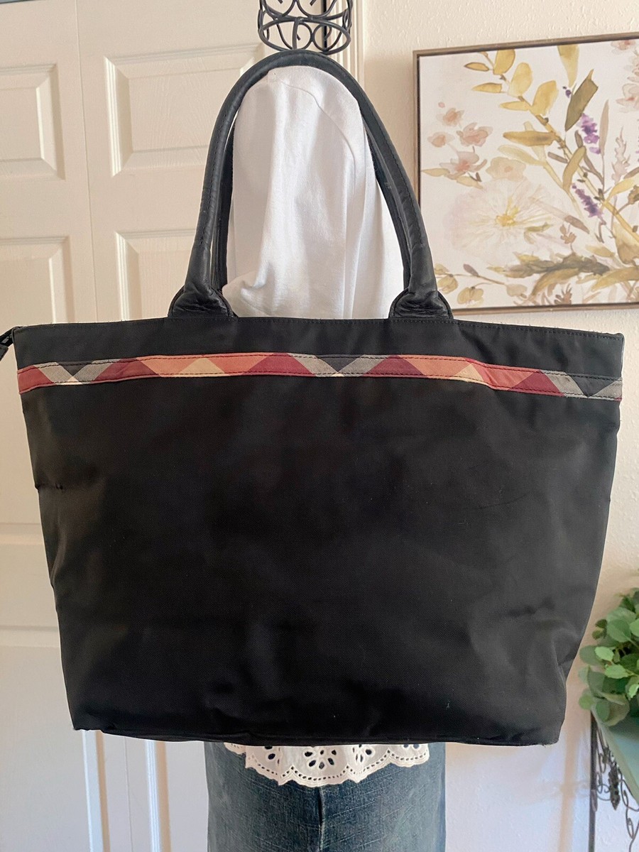 Auth BURBERRY BLUE LABEL Japan Large Tote Bag Nova Check Bow Black