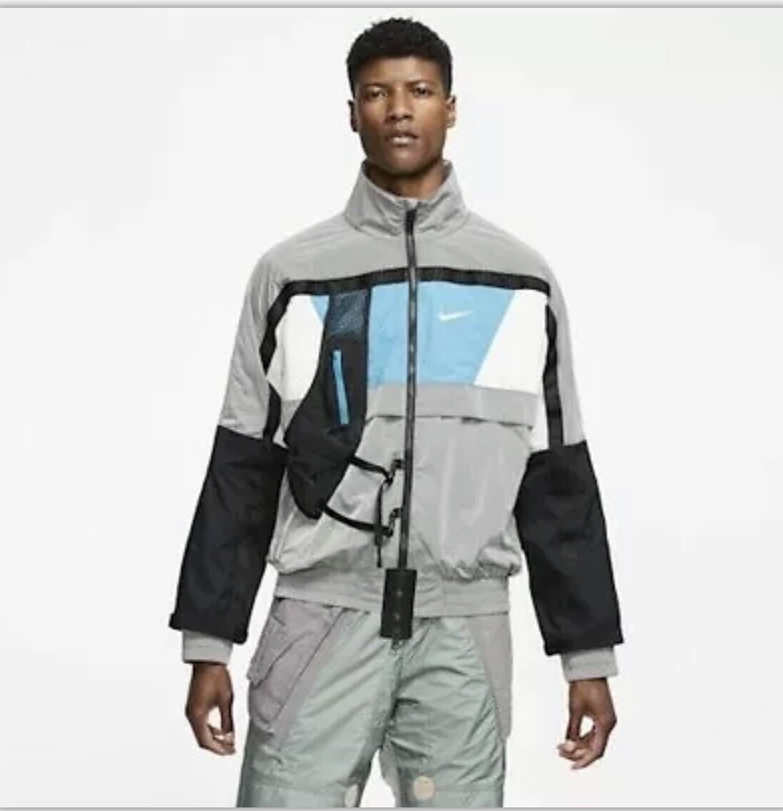 Nike Mens NRG ISPA Jacket Full Zip CD6368-012 Gray-Blue-Size