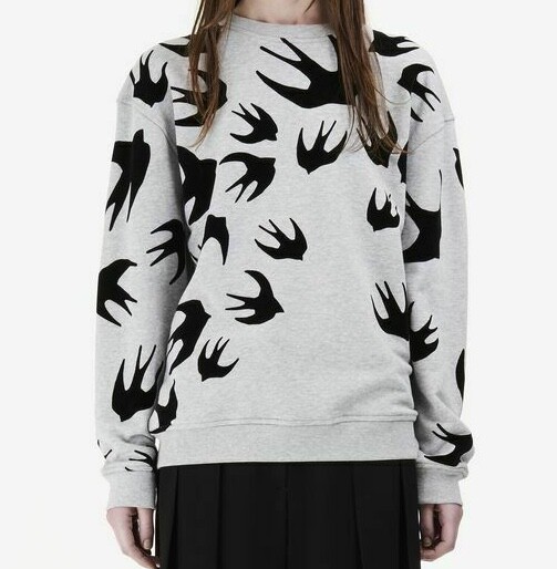 Authentic McQ Alexander McQueen Grey Black Velvet Swallow