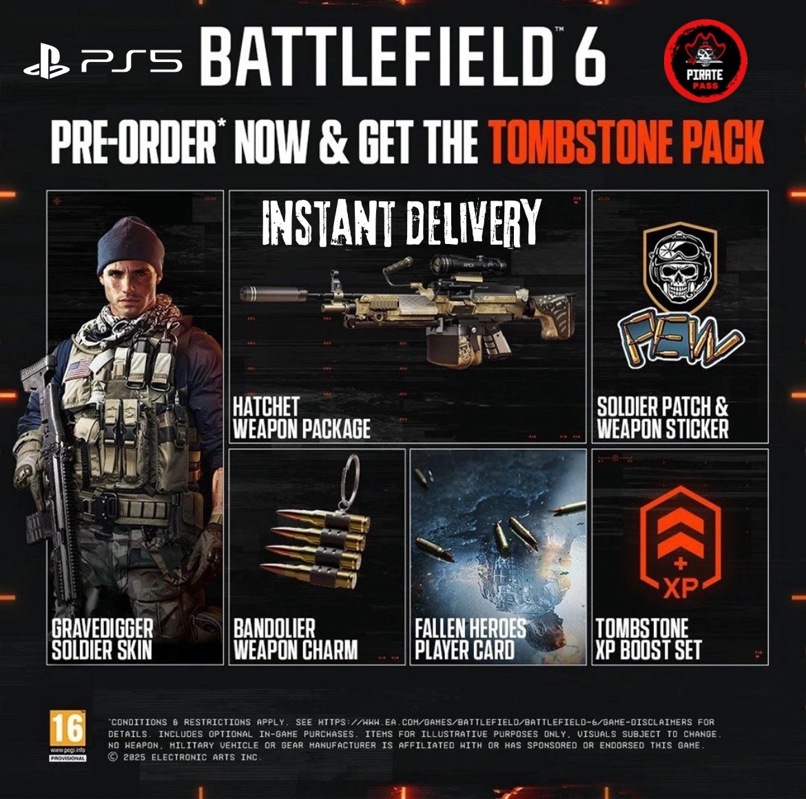 Battlefield 6 - Pre Order Bonus (Tombstone Pack) DLC ONLY PS5