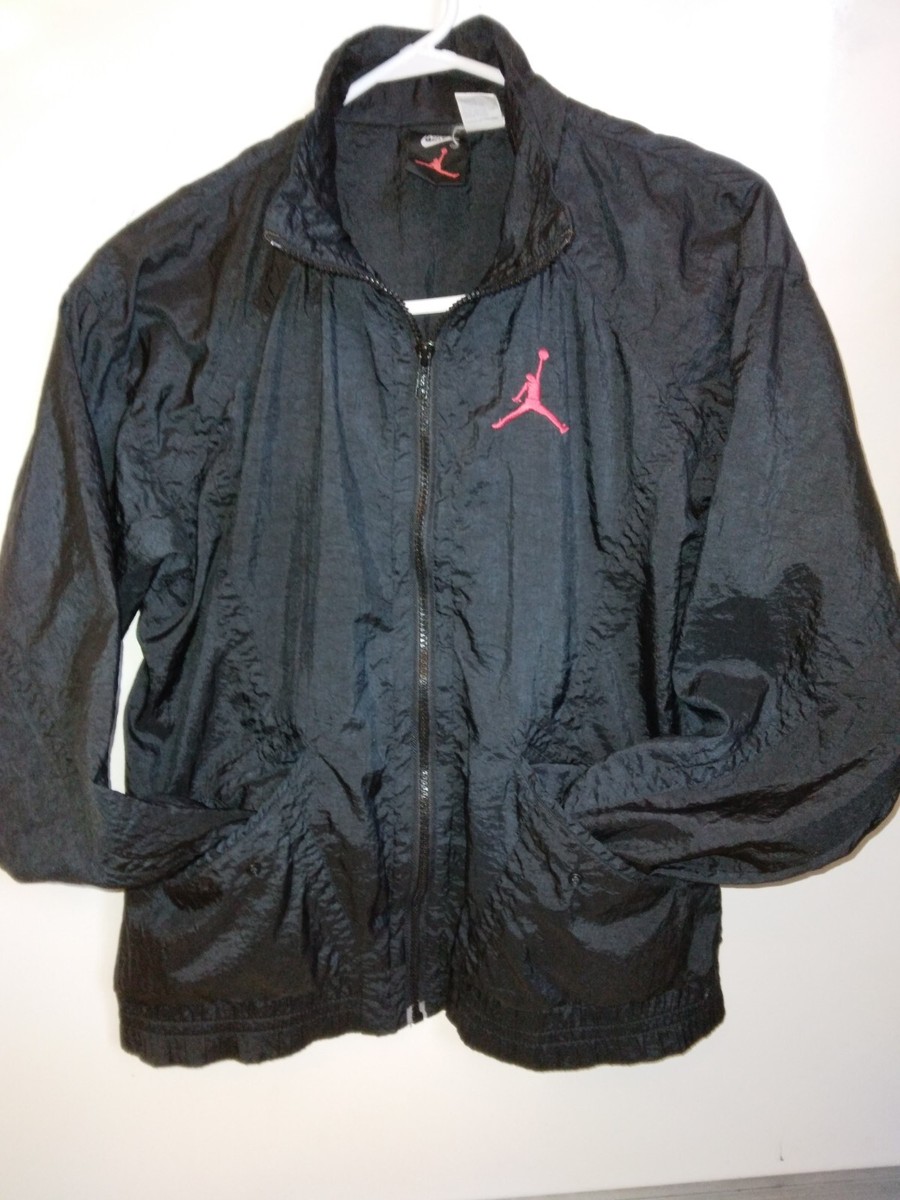 Vintage 90's Nike Air Jordan Jacket Black Flight Zip Windbreaker