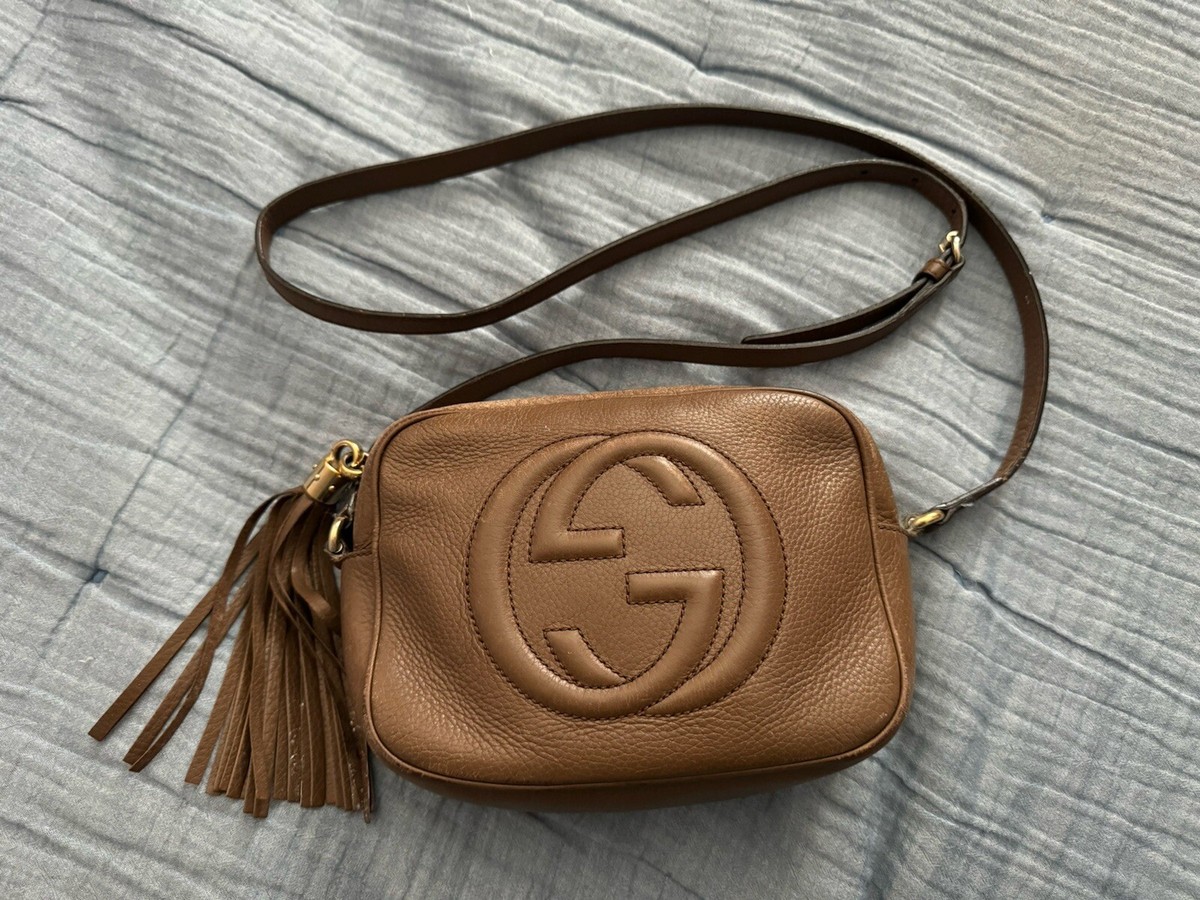 AUTHENTIC GUCCI SOHO DISCO PEBBLED LEATHER BAG CROSSBODY BROWN | eBay