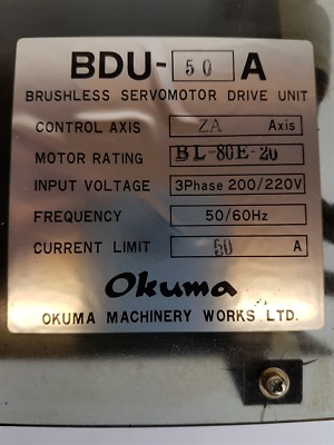 Okuma BDU-50-A Brushless Servomotor Drive Unit ZA-axis - Good Used