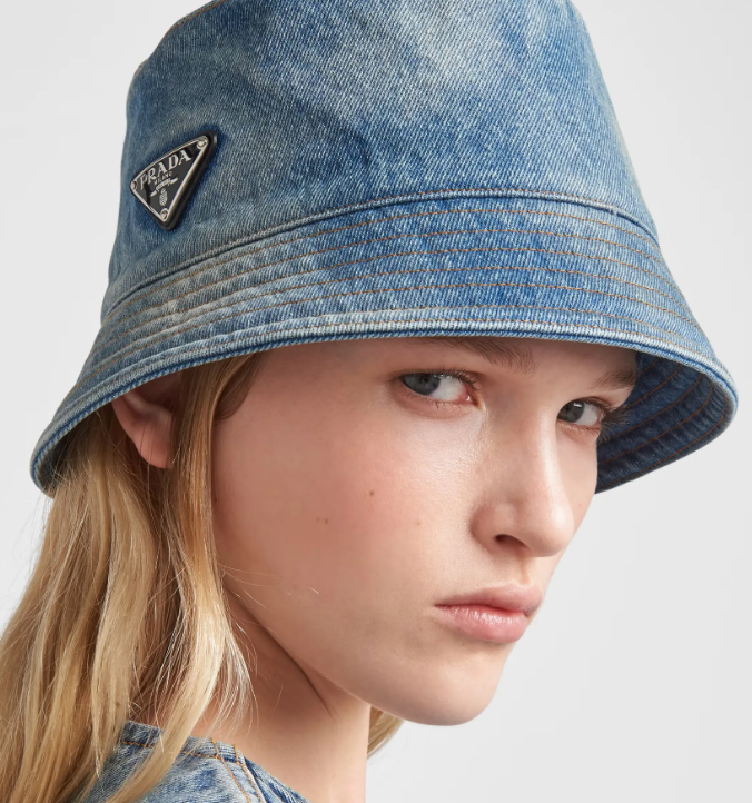 Prada (size SMALL) Washed Denim bucket hat | eBay