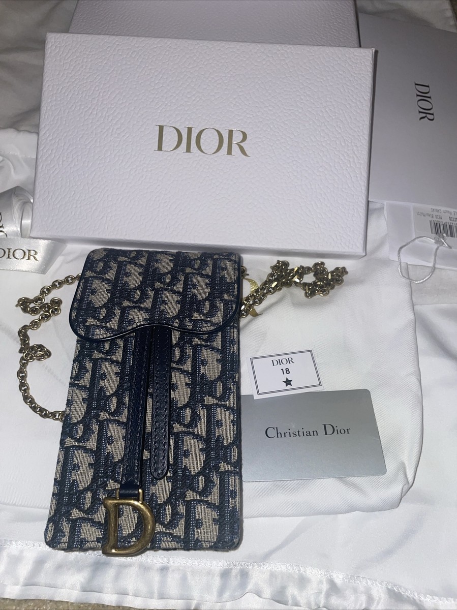 Christian Dior Vertical Saddle Pouch Blue Dior Oblique Jacquard | eBay