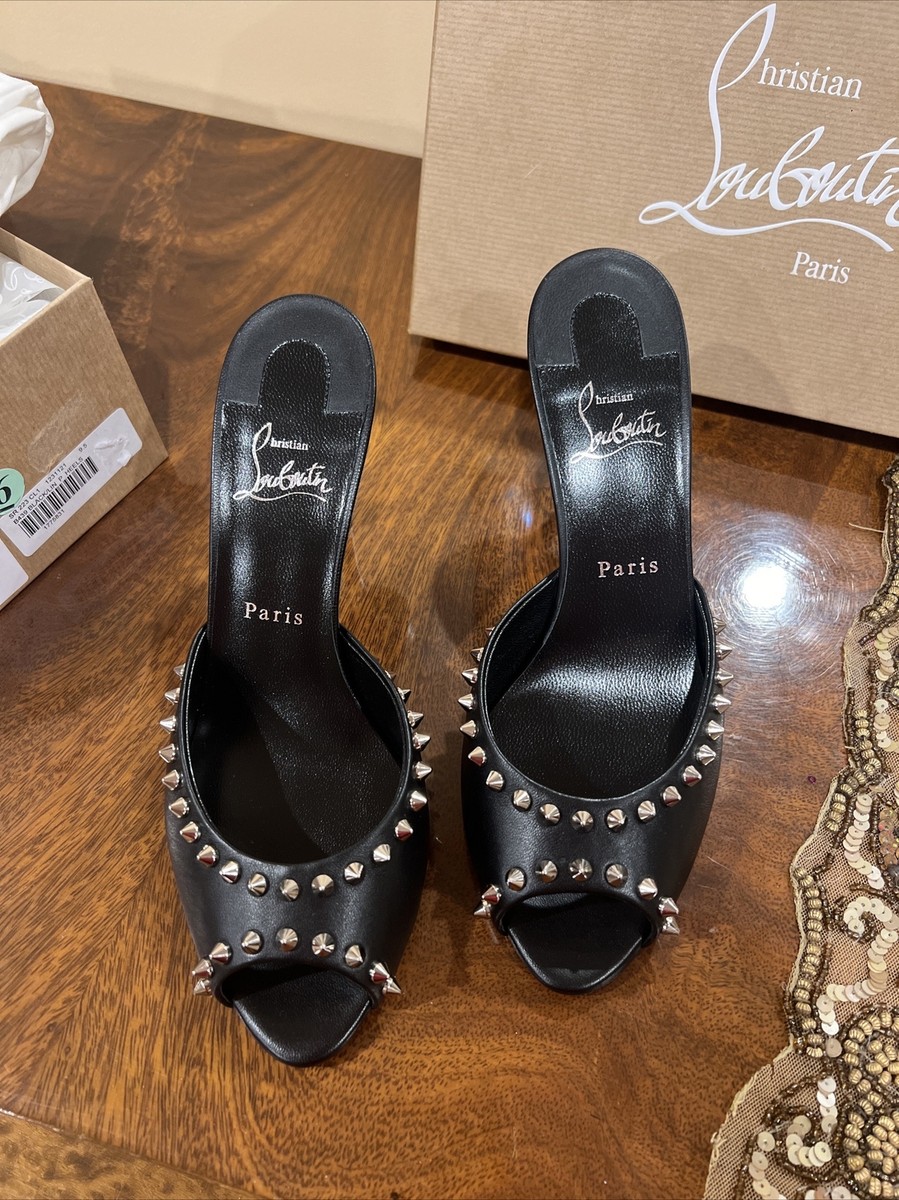 Christian Louboutin Me Dolly Spike 85 Black Backless Sandal Mule