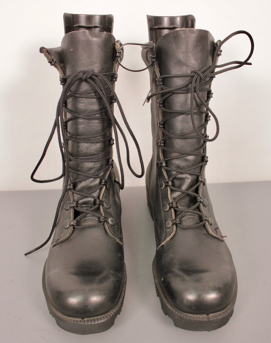 Men's NOS 1980s US Army Black Leather Combat Boots Sz 8 NR 80s Vtg