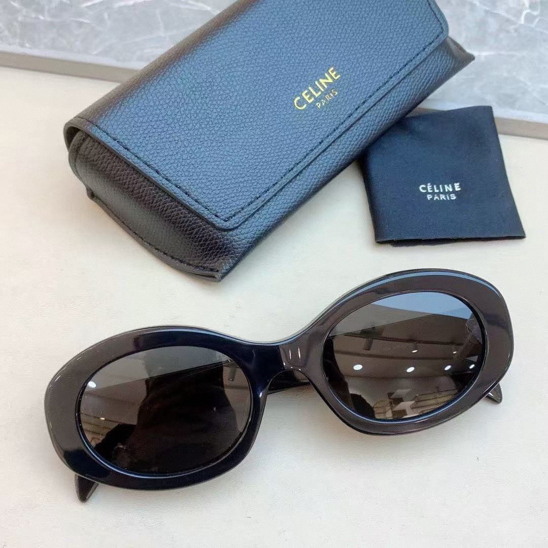 Celine Cl4019U Oval Cat Eye Sunglasses Black 100% UV | eBay
