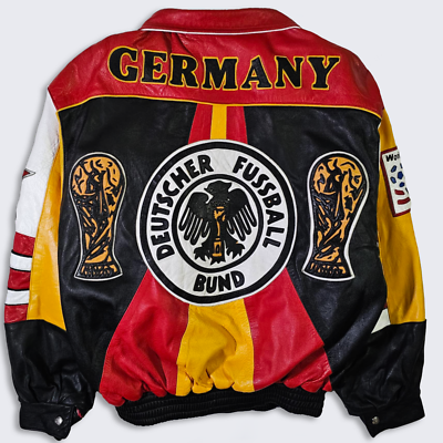 Germany Vintage 90s Jeff Hamilton World Cup Soccer Leather Jacket