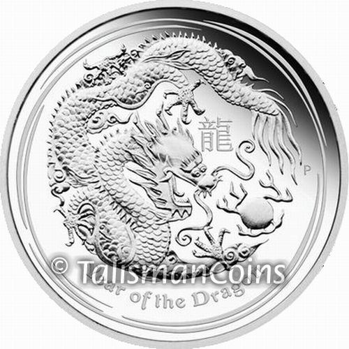 Australia 2012 Year of Dragon Chinese Lunar $1 Oz Pure Silver
