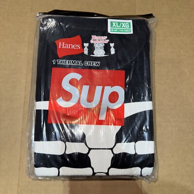 Supreme Hanes Skeleton Bones Thermal [BLACK] Size XL [Top] SEALED