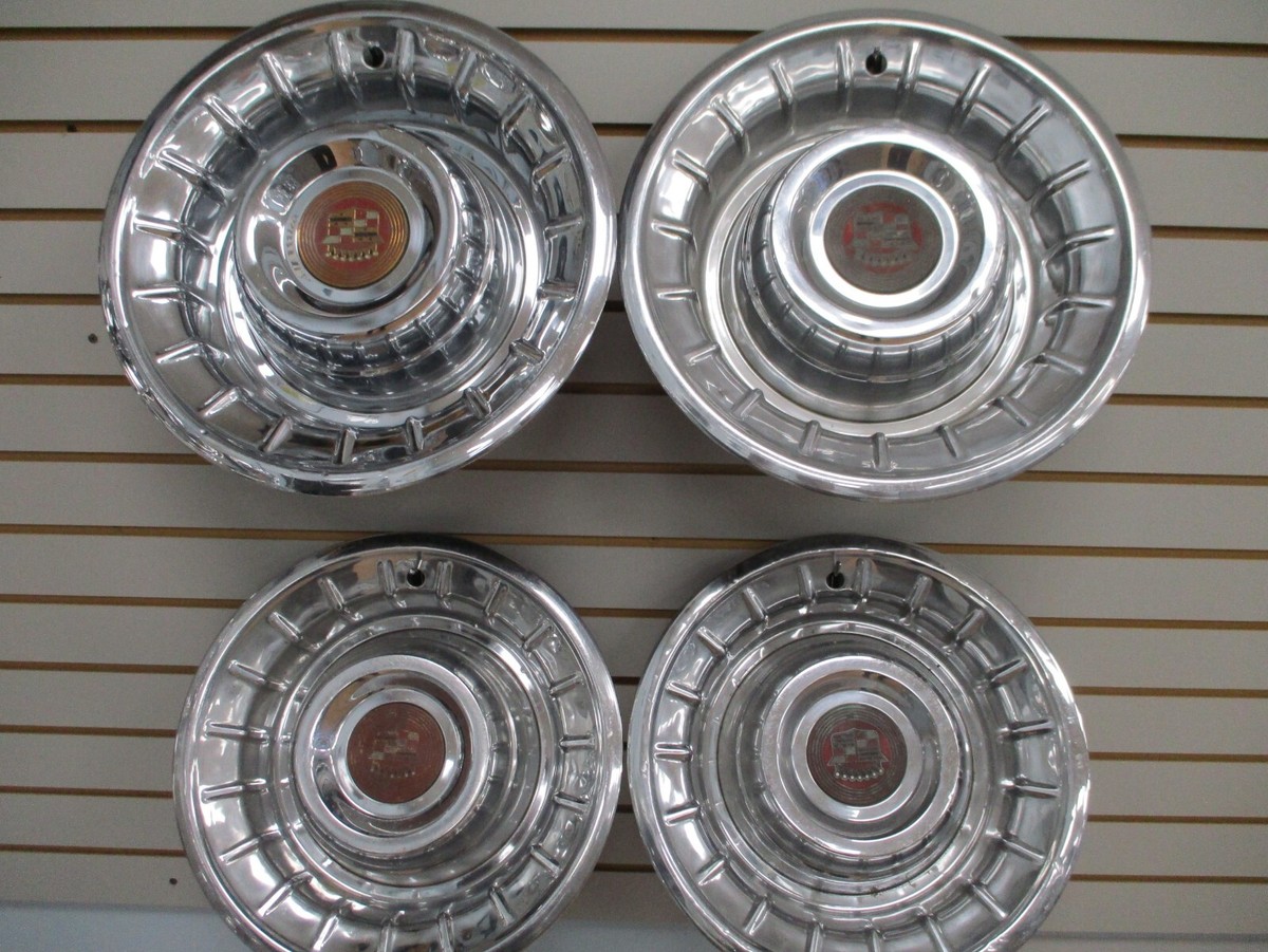 1956 CADILLAC deVille Fleetwood Eldorado WHEEL COVERS Hubcaps OEM