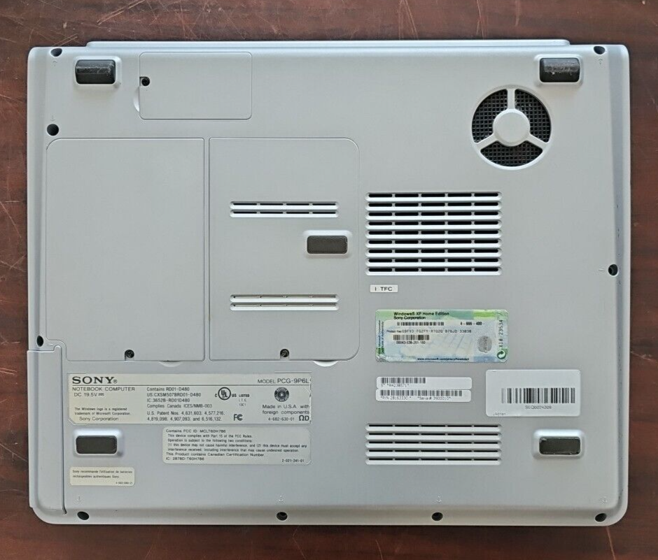 Sony VAIO Notebook Laptop PCG-9P6L / Pentium 4 / 512Mb RAM / no