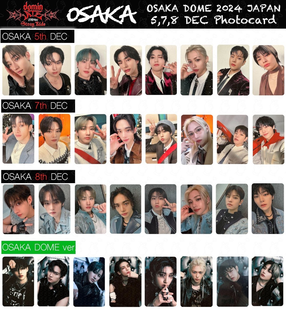Stray Kids Tour dominATE JAPAN OSAKA Date limited photocard GIANT