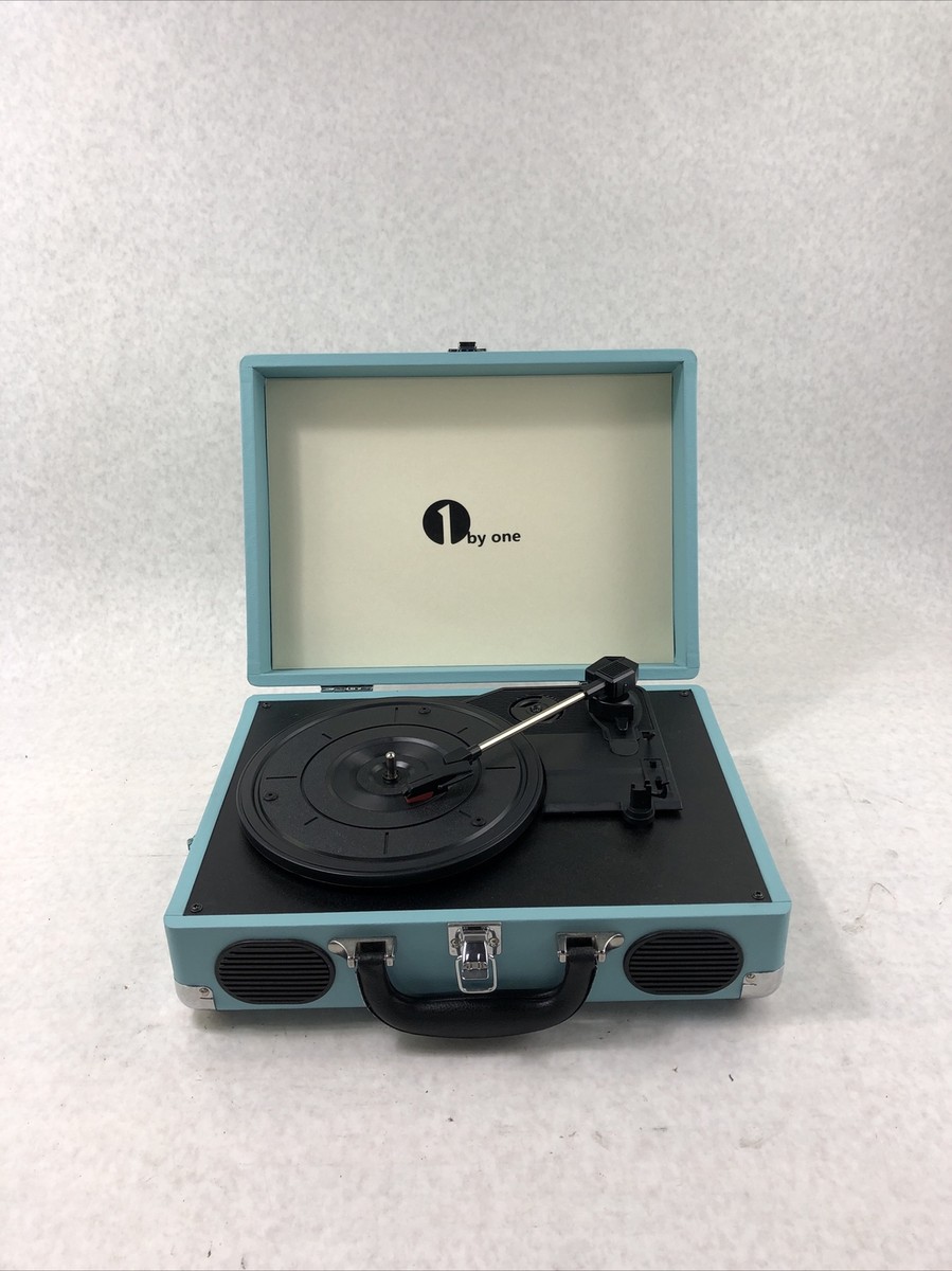 1 By One Vintage Turntable Turquoise Blue - No Power Adapter