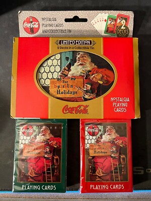 Coca-Cola Nostalgia Playing Cards 2 Decks Limited Edition Tin New