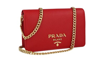 LUXURY PRADA SAFFIANO SHOULDER BAG HANDBAG 1BP006 RED LEATHER NEW