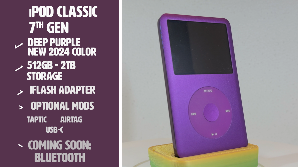 512GB 1TB 2TB Dark Purple iPod Classic 7th Gen - Taptic- 3000mah