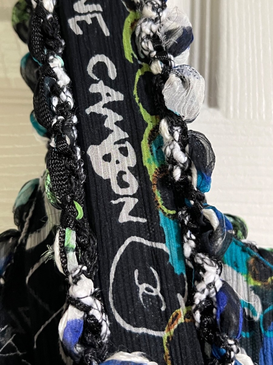 CHANEL VINTAGE 07C GRAFFITI CC LOGO TWEED CHIFFON CC BRAIDED TRIM