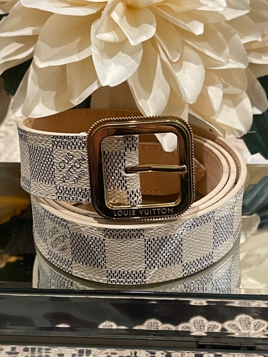 LOUIS VUITTON CA11S1 DAMIER AZUR WHITE CANVAS STRAP W/LV METAL