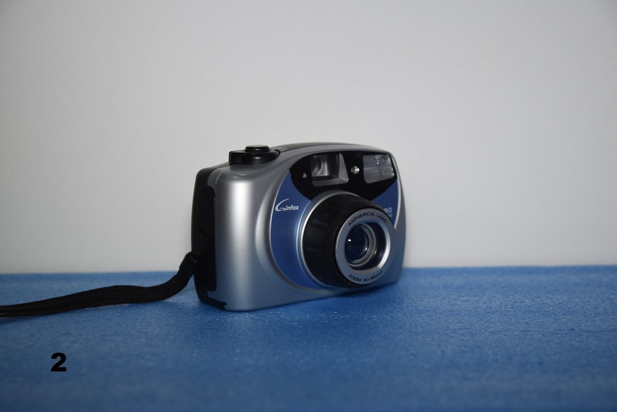 Ginfax Z-80 Film Camera Aspherical Lens 30-50mm zoom silver-Blue