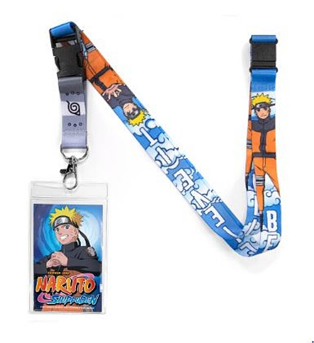 Naruto Anime Repeating Art Images Lanyard with Figure Badge Holder