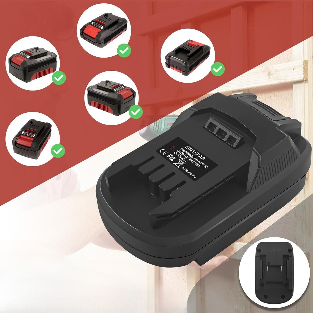 Adapter for Einhell 18V Li-ion Battery Converter to for Parkside