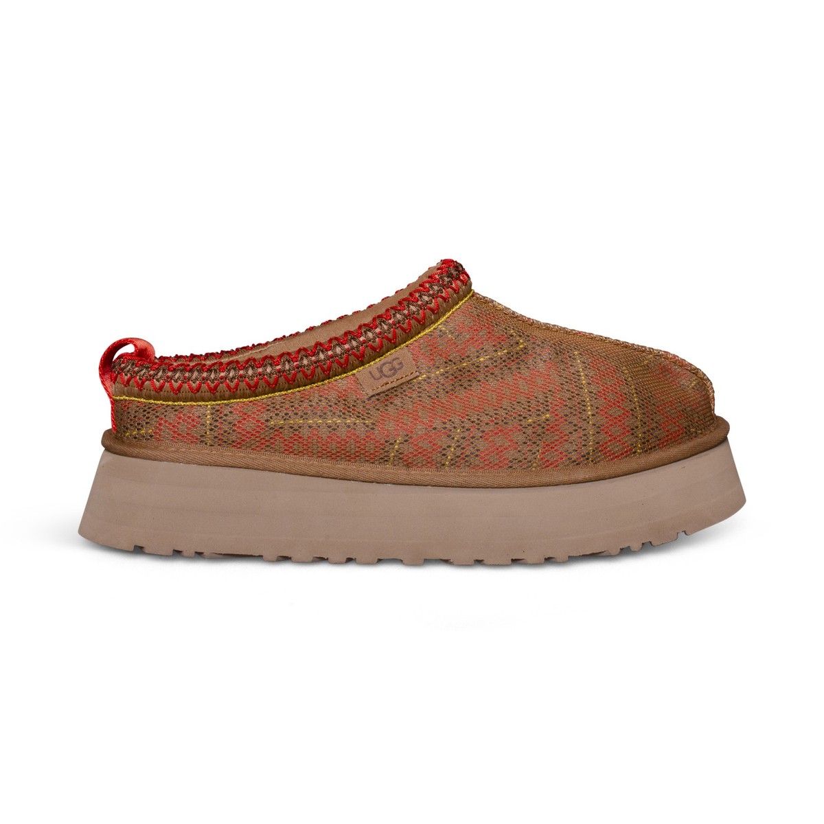UGG TAZZ MAXI TASMAN CHESTNUT MESH MULE PLATFORM WOMEN'S SLIPPERS