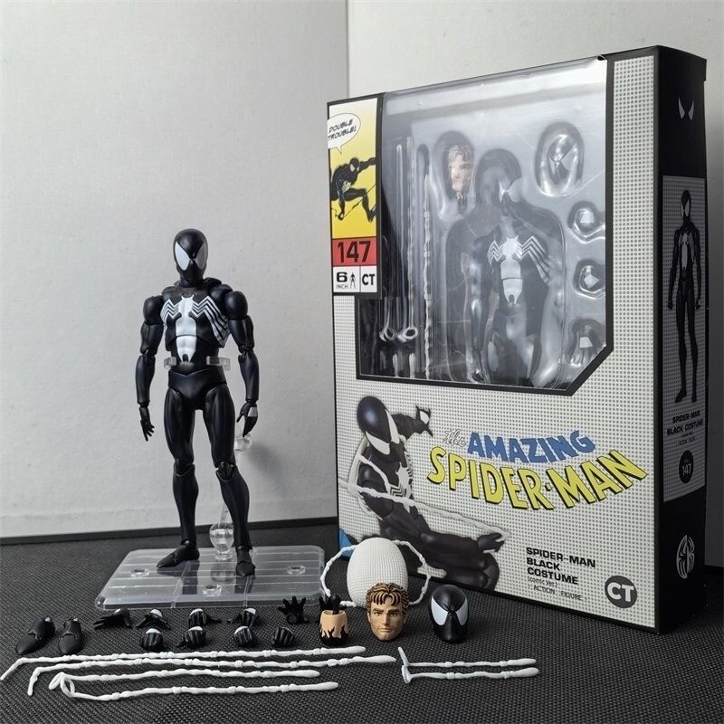 In Stock！ MAFEX No.147 Spider-Man Black Costume COMIC Ver. Action