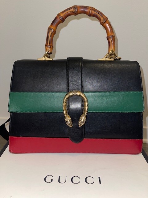 Gucci Tri Color Leather Large Dionysus Bamboo Top Handle Bag | eBay