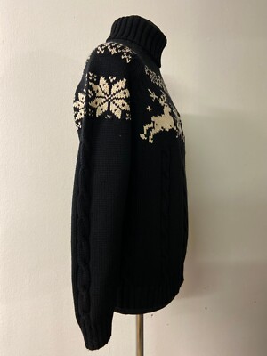 Vintage 80s Cotton Sweater from Lands End brand | Black with